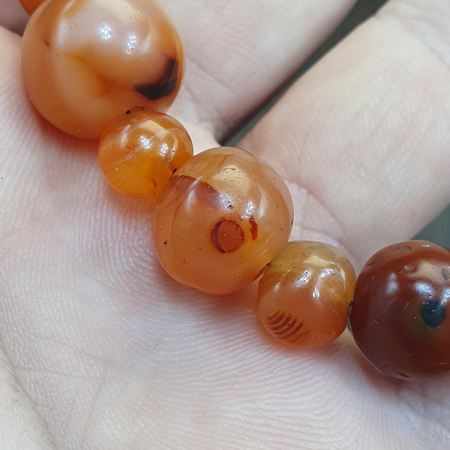 Antique african middle eastern carnelian yemeni agate beaded bracelet