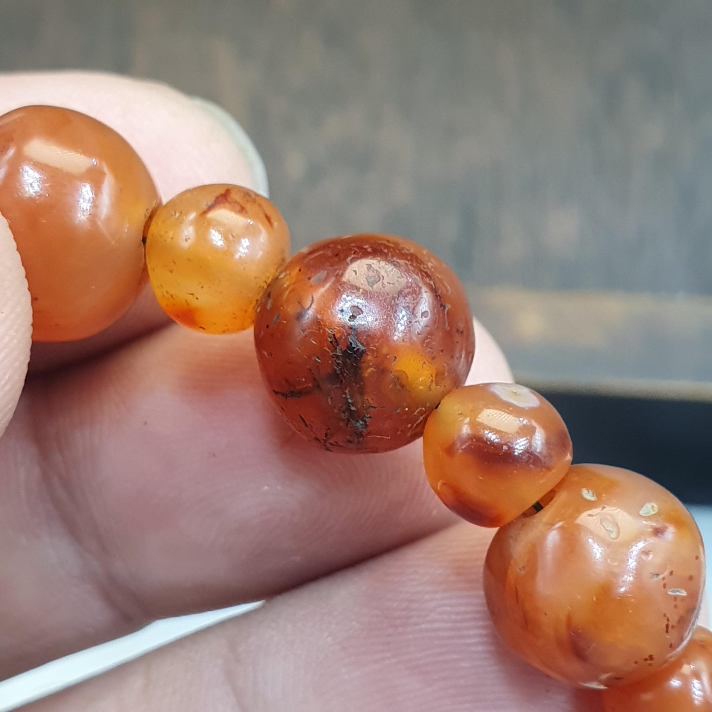 Antique african middle eastern carnelian yemeni agate beaded bracelet