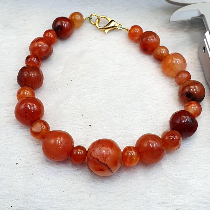 Antique african middle eastern carnelian yemeni agate beaded bracelet
