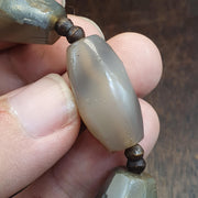 Antique AfricanFaceted gray blue agate beads Bracelet