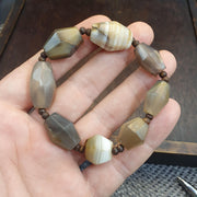 Antique AfricanFaceted gray blue agate beads Bracelet