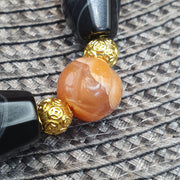 ntique Yemeni Agate Bracelet, Rare Ancient Sulemani Banded Agate & Orange Melon Carnelian Beads, Tribal Talisman Protection Jewelry