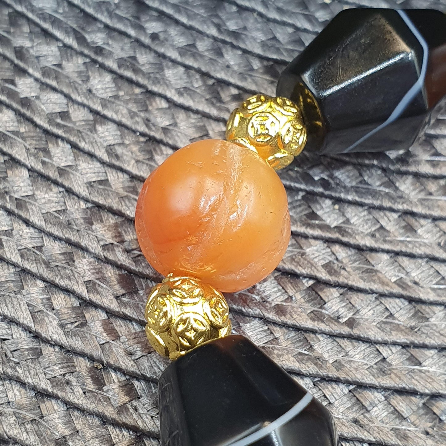ntique Yemeni Agate Bracelet, Rare Ancient Sulemani Banded Agate & Orange Melon Carnelian Beads, Tribal Talisman Protection Jewelry