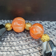 ntique Yemeni Agate Bracelet, Rare Ancient Sulemani Banded Agate & Orange Melon Carnelian Beads, Tribal Talisman Protection Jewelry