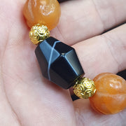 ntique Yemeni Agate Bracelet, Rare Ancient Sulemani Banded Agate & Orange Melon Carnelian Beads, Tribal Talisman Protection Jewelry