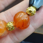 ntique Yemeni Agate Bracelet, Rare Ancient Sulemani Banded Agate & Orange Melon Carnelian Beads, Tribal Talisman Protection Jewelry