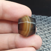 Antique Yemeni 20mm Rare Geometric Faceted Banded Agate Sulemani Bead from Yemen, Loose Gemstone Ancient Silk Road Jewelry