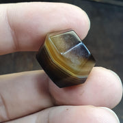Antique Yemeni 20mm Rare Geometric Faceted Banded Agate Sulemani Bead from Yemen, Loose Gemstone Ancient Silk Road Jewelry