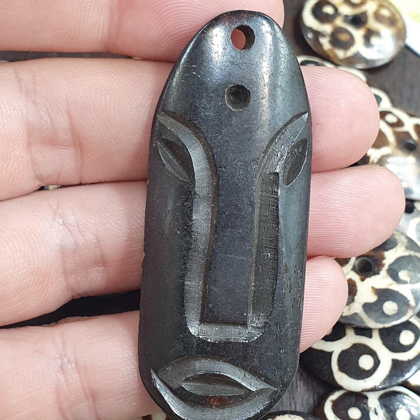 Vintage Tibetan Carved Yak Bone Beads Lot Tribal Mask Feather Leaf Disc Beads Supply