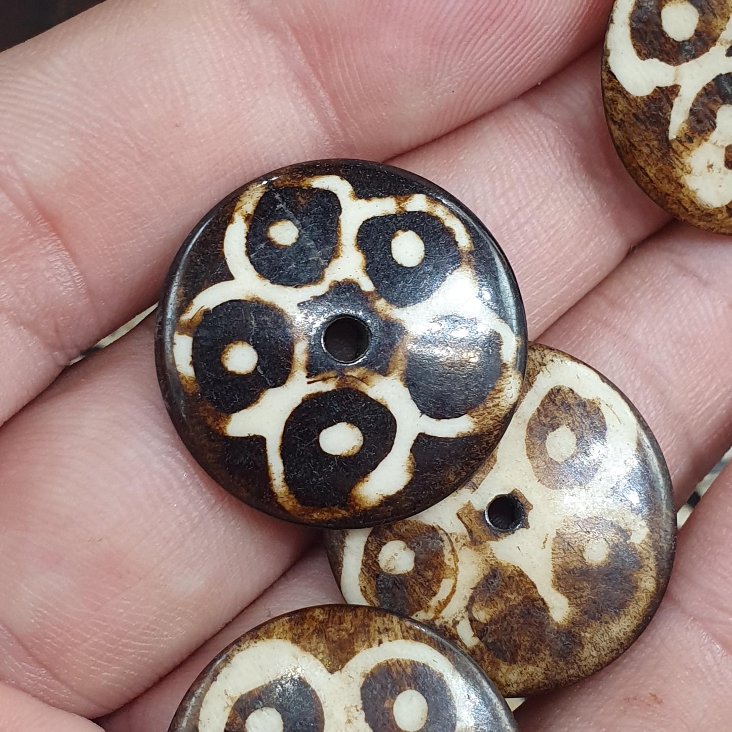 Vintage Tibetan Carved Yak Bone Beads Lot Tribal Mask Feather Leaf Disc Beads Supply