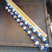 Vintage venetian style white and Blue Glass beads beaded necklace