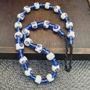 Vintage venetian style white and Blue Glass beads beaded necklace