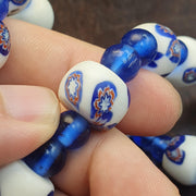 Vintage venetian style white and Blue Glass beads beaded necklace