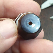 Banded Agate Bead, Antique Yemeni Chung Amulet | Natural Stone | 20.2mm, Waxy Glassy Patina - Barrel Bicone