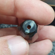 Rare 36.8mm Tabular Hexagonal Banded Agate Chung Dzi Bead, Antique Yemeni Stone, Silk Banded Patterned Tribal Bead