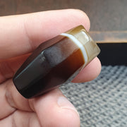 Rare 37.2mm Tabular Hexagonal Banded Agate Chung Dzi Bead, Antique African Yemeni Stone, Eye Catching Silk Banded Tribal Bead