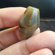 Antique Rare 27.9mm Tabular Hexagonal Banded Agate Chung Agate Bead