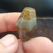 Antique Rare 27.9mm Tabular Hexagonal Banded Agate Chung Agate Bead