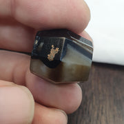 Yemeni Chung Agate, Antique Banded Barrel Bead - Aged Waxy Patina, Translucent Focal | Natural, 20.2mm