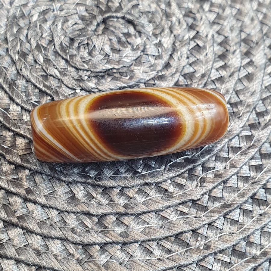 East Oasis Natural Eye Himalayan Agate Bead 36.9mm - Genuine Tibetan Agate