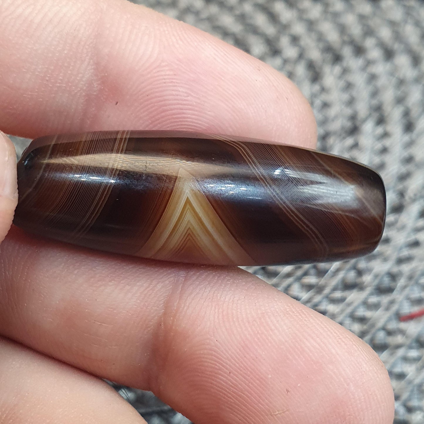 Natural Eye Himalayan Agate Bead 39.3mm Genuine Tibetan Bandit Agate Healing Stone Agate Beads for Meditation Malas, Protective Amulet