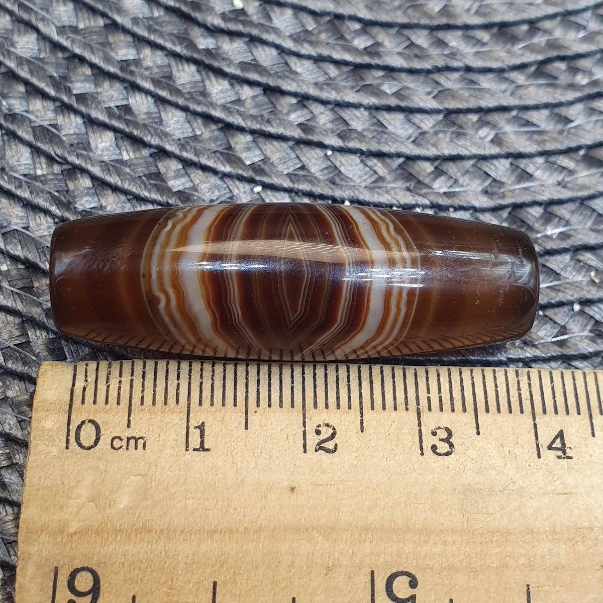 Natural Peak Line Himalayan Agate Bead 41mm Genuine Tibetan Banded Amulet Healing Stone Agate Beads for Meditation Malas, Protective Amulet