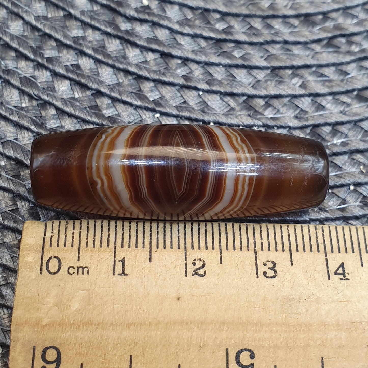 Natural Peak Line Himalayan Agate Bead 41mm Genuine Tibetan Banded Amulet Healing Stone Agate Beads for Meditation Malas, Protective Amulet
