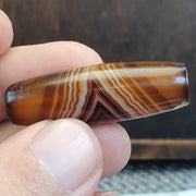 Natural Peak Line Himalayan Agate Bead 41mm Genuine Tibetan Banded Amulet Healing Stone Agate Beads for Meditation Malas, Protective Amulet