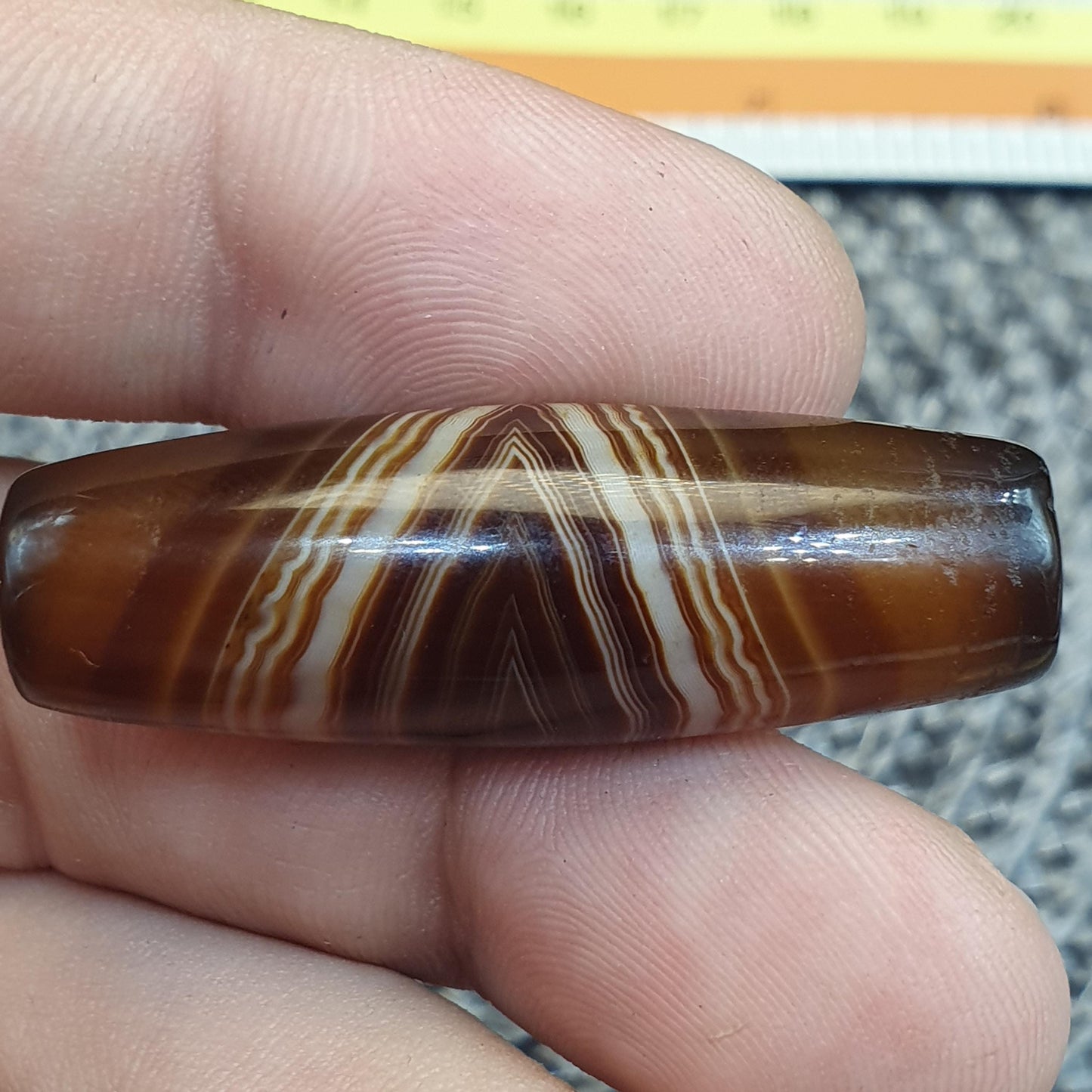 Natural Peak Line Himalayan Agate Bead 41mm Genuine Tibetan Banded Amulet Healing Stone Agate Beads for Meditation Malas, Protective Amulet