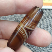 Natural Peak Line Himalayan Agate Bead 41mm Genuine Tibetan Banded Amulet Healing Stone Agate Beads for Meditation Malas, Protective Amulet