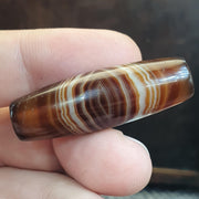 Natural Peak Line Himalayan Agate Bead 41mm Genuine Tibetan Banded Amulet Healing Stone Agate Beads for Meditation Malas, Protective Amulet