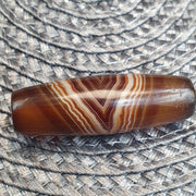 Natural Peak Line Himalayan Agate Bead 41mm Genuine Tibetan Banded Amulet Healing Stone Agate Beads for Meditation Malas, Protective Amulet