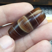 Natural Peak Line Himalayan Agate Bead 36.9 mm Genuine Tibetan Banded Amulet Healing Stone Agate Beads for Meditation Malas