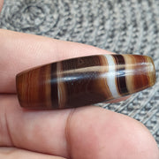 Vintage Tibetan Agate Bead 40mm Natural Triangle Eye Banded Amulet Healing Stone Agate Beads for Meditation Malas