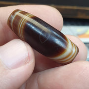 Vintage Natural Phoenix Eye Tibetan Agate Bead 32.2mm, Almond Leaf Shape Amulet Healing Stone Agate Beads for Meditation Malas
