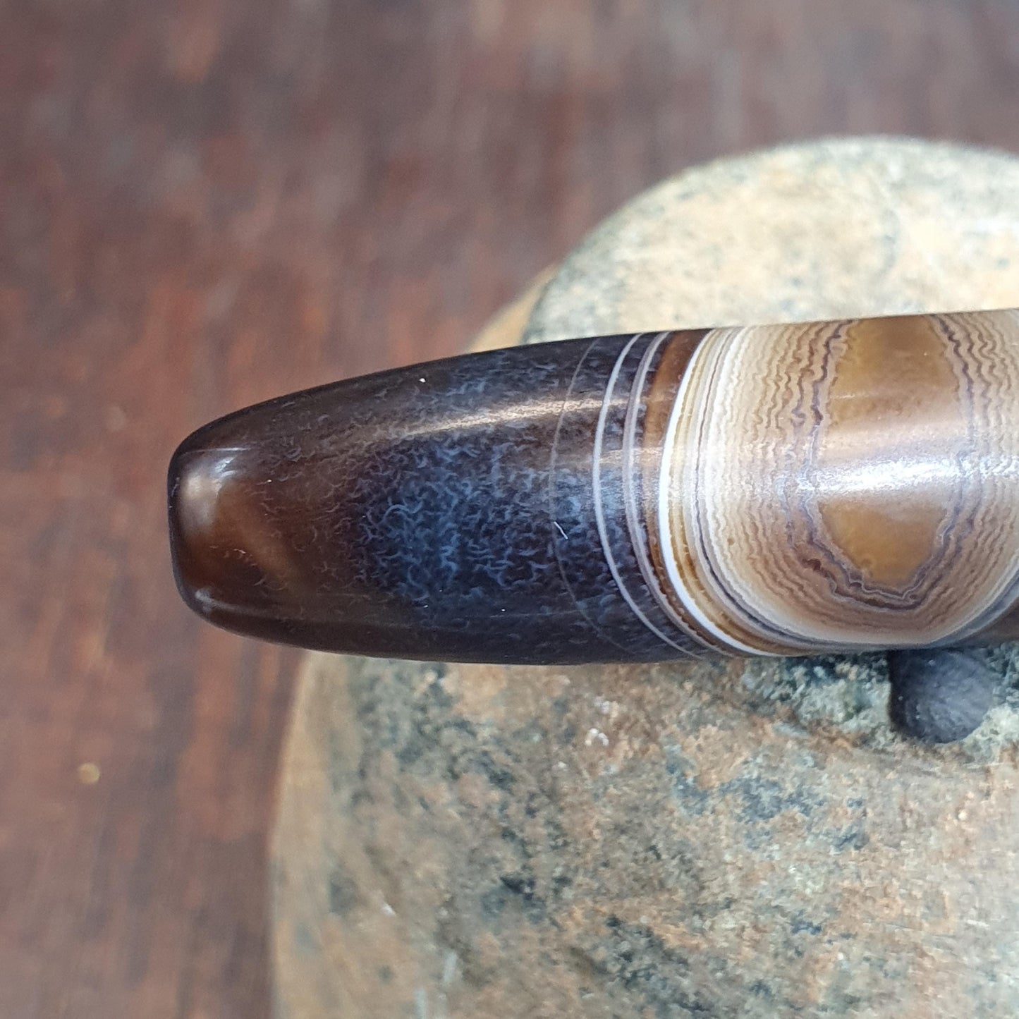 Large Tibetan Agate Bead 55mm, Natural Banded Sulemani Agate, Himalayan Protection Amulet Agate Beads for Meditation Malas
