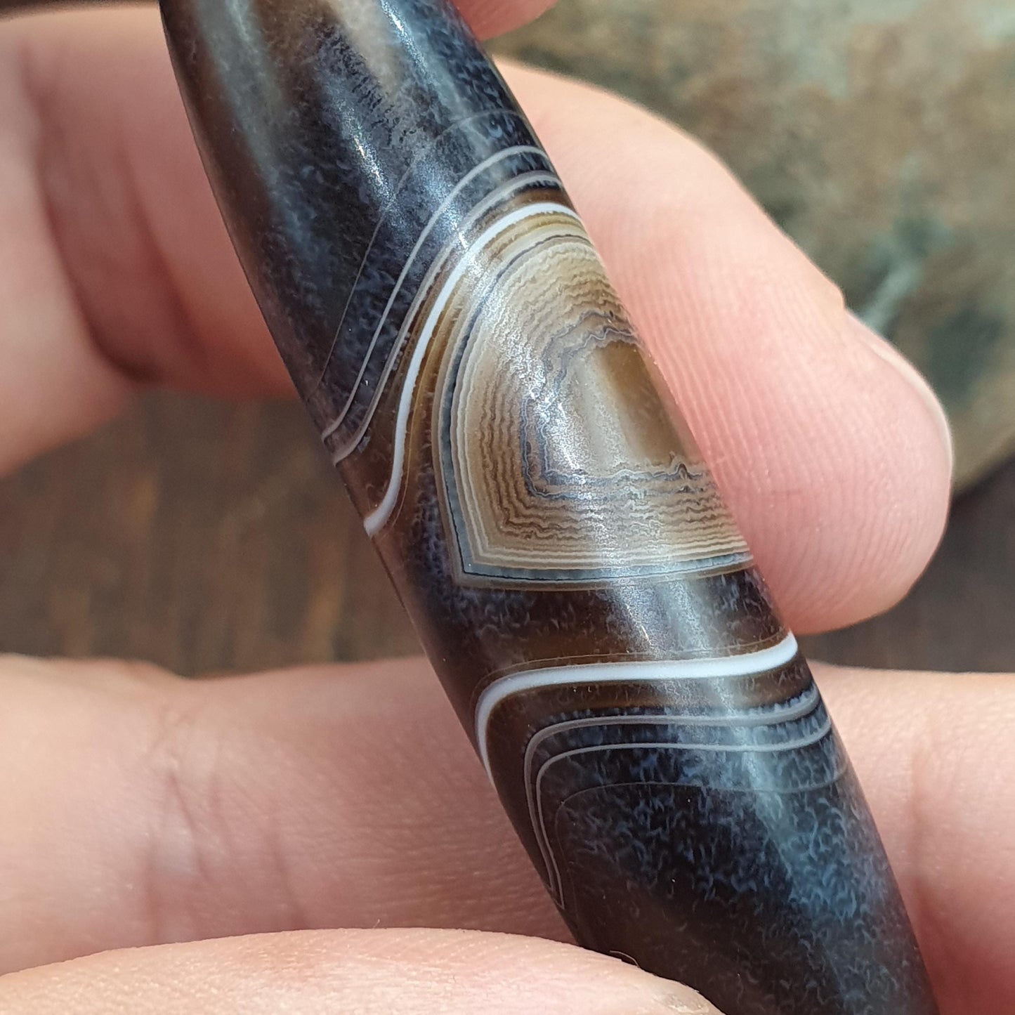 Large Tibetan Agate Bead 55mm, Natural Banded Sulemani Agate, Himalayan Protection Amulet Agate Beads for Meditation Malas
