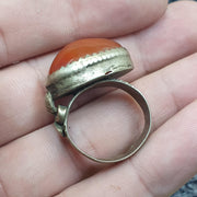 Antique vintage near eastern ring with agate center stone Afghan Ring