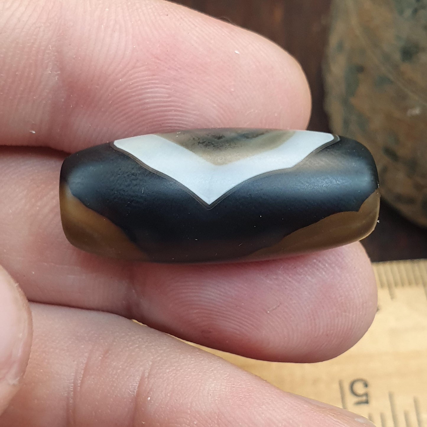 Vintage old himalayan indo tibetan eye agate bead Himalayan Indo Tibetan rare Patterns pure Natural Eyes Banded Agate Amulet, Bead Pendant