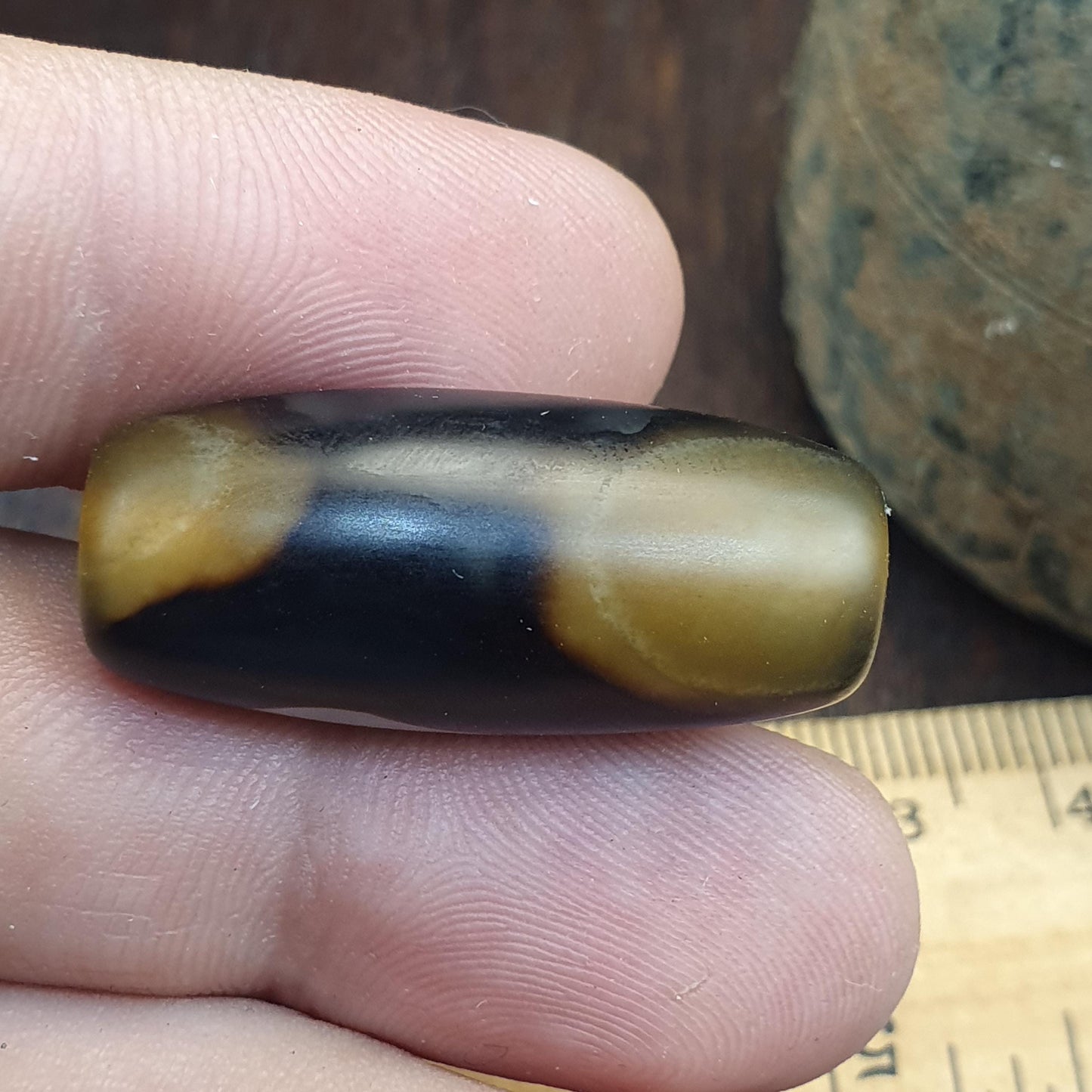 Vintage old himalayan indo tibetan eye agate bead Himalayan Indo Tibetan rare Patterns pure Natural Eyes Banded Agate Amulet, Bead Pendant