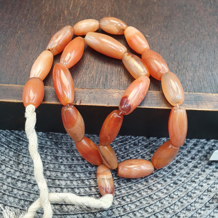 Antique African carnelian mali antique agate beads beaded strand