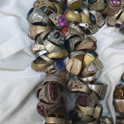 Lot Of 237 Vintage Brass Silver Mix Metals Rings Great Designs rings with agate, Glass and Resin center Stones
