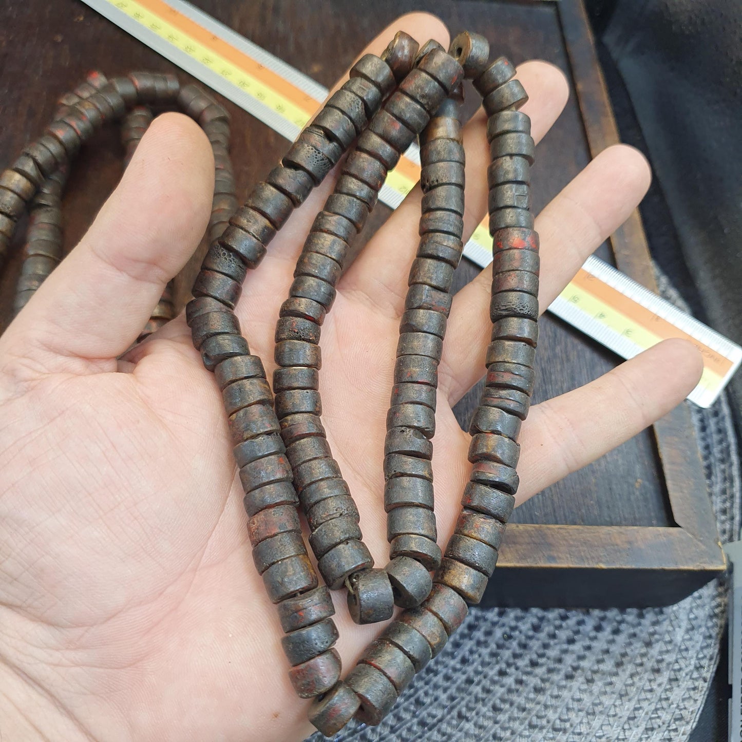 Vintage Tibetan Yak Bone (Buffalo) Beads Beaded Necklace 10-11mm long Strand