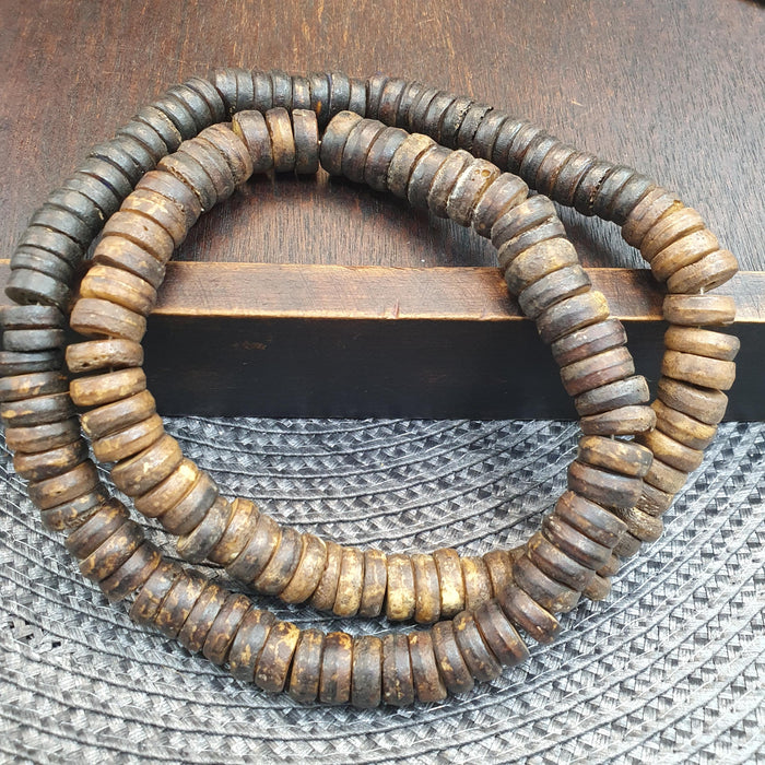 Vintage Tibetan Yak Bone (Buffalo) Beads Beaded Necklace 12-13mm long Strand