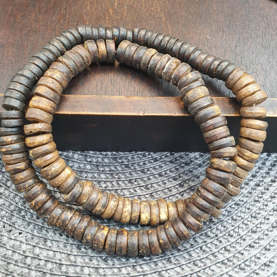 Vintage Tibetan Yak Bone (Buffalo) Beads Beaded Necklace 12-13mm Long Strand