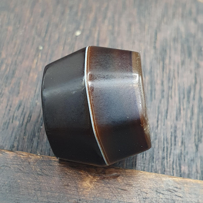 Antique Brown with white 1 line banded Agate Bead 20mm Yemeni Suliemani Agate Amulet