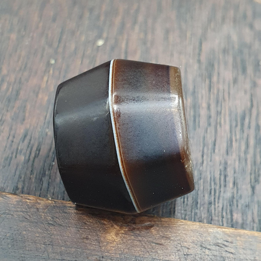 Antique Brown With, Banded Yemeni Agate Bead | Natural Gemstone | 20mm, Barrel Bicone, Ethnographic Amulet