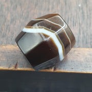 Antique Banded Agate, Yemeni Barrel Bicone Bead | Natural Stone | 20mm Focal, Waxy Patina, Heirloom Jewelry