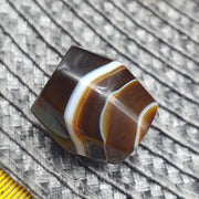Antique Banded Agate, Yemeni Barrel Bicone Bead | Natural Stone | 20mm Focal, Waxy Patina, Heirloom Jewelry