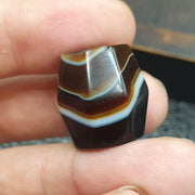 Antique Banded Agate, Yemeni Barrel Bicone Bead | Natural Stone | 20mm Focal, Waxy Patina, Heirloom Jewelry